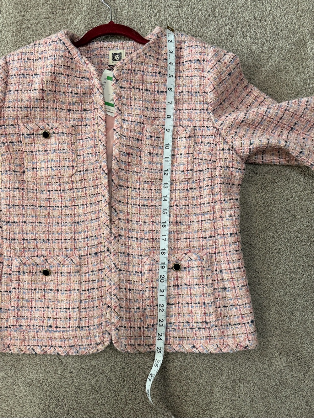 NWT Anne Klein Pink Tweed Blazer Jacket Size L - Picture 8 of 9